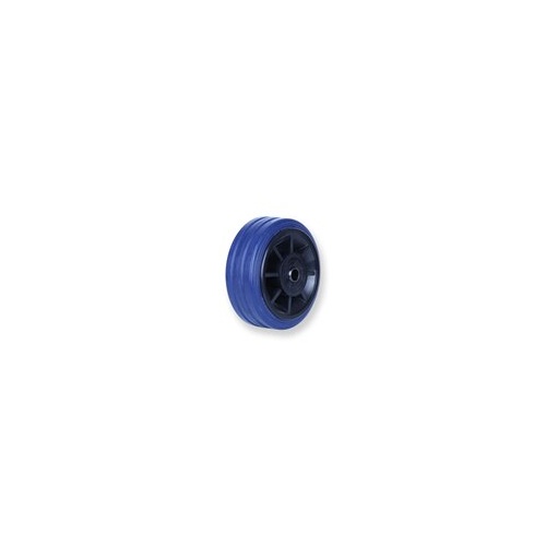 150kg Rated Blue Rubber Flat Wheel - 100 x 32mm - Plain Bearing