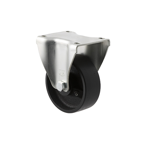 230kg Rated High Temp Cast Iron Castor - 100mm - Plate Fixed - Plain Bearing
