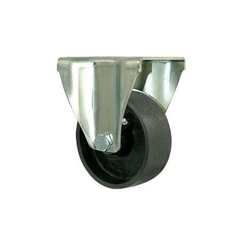 230kg Rated High Low Temp Cast Iron Castor - 100mm - Plate Fixed - 200°C to 400°C