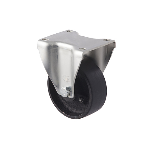 230kg Rated Low Temp Cast Iron Castor - 100mm - Plate Fixed