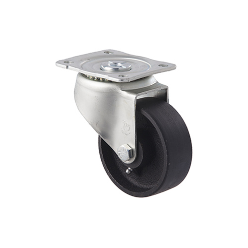 230kg Rated High Low Temp Cast Iron Castor - 100mm - Plate Swivel - 200°C to 400°C