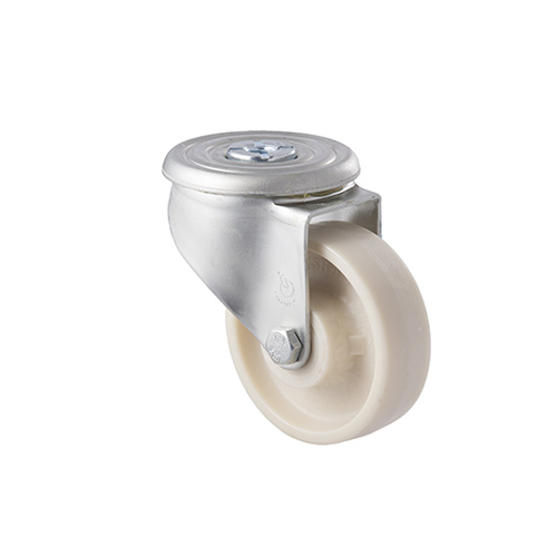100kg Rated Low Temp Castor - Nylon Wheel - 100mm - Bolt Hole Swivel