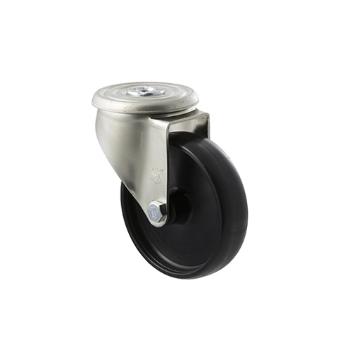 300kg Rated Industrial Castors - Nylon Wheel - 125mm - Bolt Hole Swivel - Plain Bearing