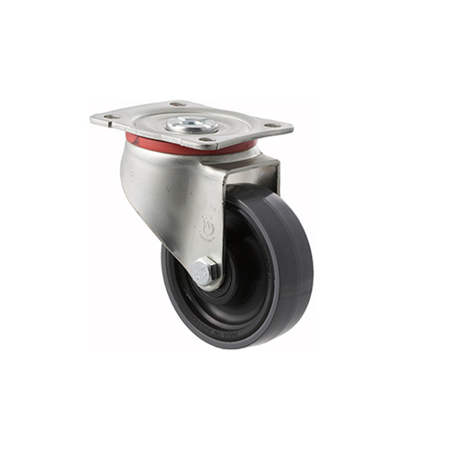 300kg Rated Industrial Castors - Polyurethene Wheel - 125mm - Plate Swivel - Plain Bearing