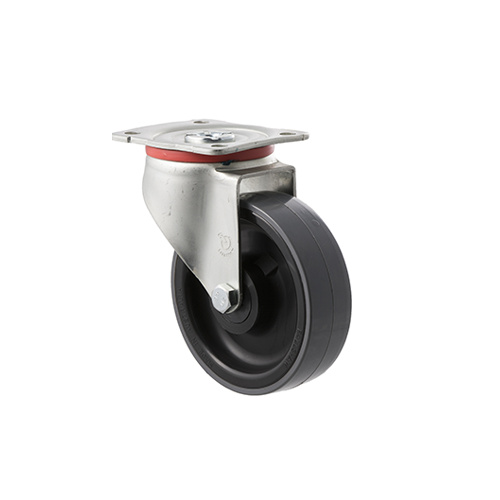 300kg Rated Industrial Castors - Polyurethene Wheel - 125mm - Plate Swivel - Roller Bearing