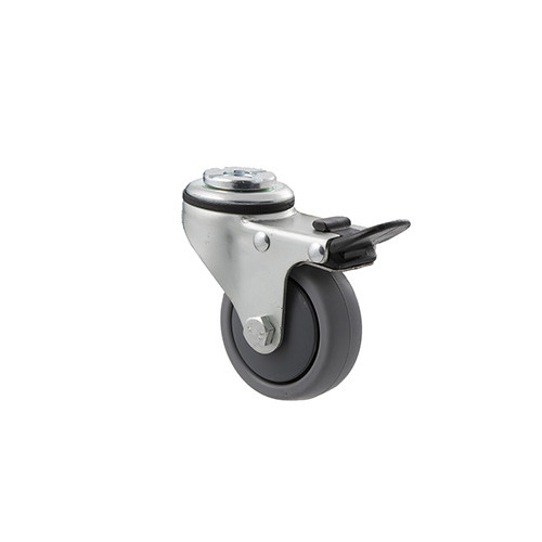 50kg Rated Light Duty Castor - TPE Wheel - 65mm - Bolt Hole Brake - Ball Bearing