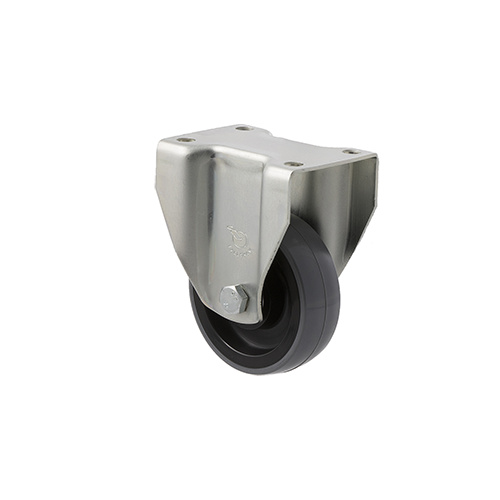 100kg Rated Industrial Castor - Polyurethane Wheel - 75mm - Plate Fixed - Plain Bearing
