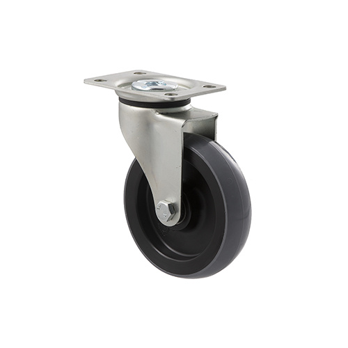 100kg Rated Industrial Castor - Polyurethane Wheel - 100mm - Plate Swivel - Ball Bearing