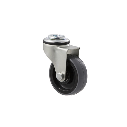 100kg Rated Industrial Castor - Polyurethane Wheel - 75mm - Bolt Hole Swivel - Ball Bearing