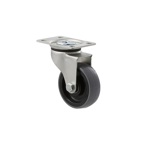 100kg Rated Industrial Castor - Polyurethane Wheel - 75mm - Plate Swivel - Ball Bearing