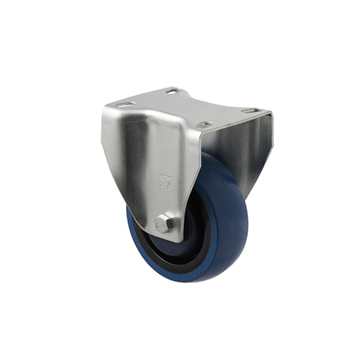 140kg Rated Industrial High Resilience Castor - Rubber Wheel - 100mm - Plate Fixed - Ball Bearing - NA