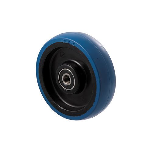 150kg Rated Blue Rubber Wheel - 125 x 32mm - Ball Bearing