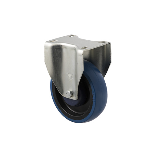 150kg Rated Industrial High Resilience Castor - Rubber Wheel- 125mm - Plate Fixed - Ball Bearing - ISO