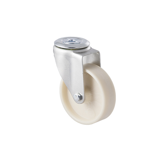 80kg Rated High Low Temp Castor - Nylon Wheel - 100mm - Bolt Hole Swivel - 150°C to 230°C