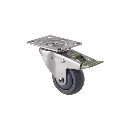 85kg Rated Stainless Steel Heavy Duty Castor - TPE Wheel - TPE Wheel - 75mm - Plate Directional Lock- Plain Bearing - ISO