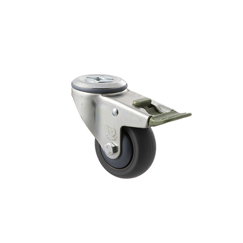 85kg Rated Industrial Castor - TPE Wheel - 75mm - Bolt Hole Directional Lock - Plain Bearing
