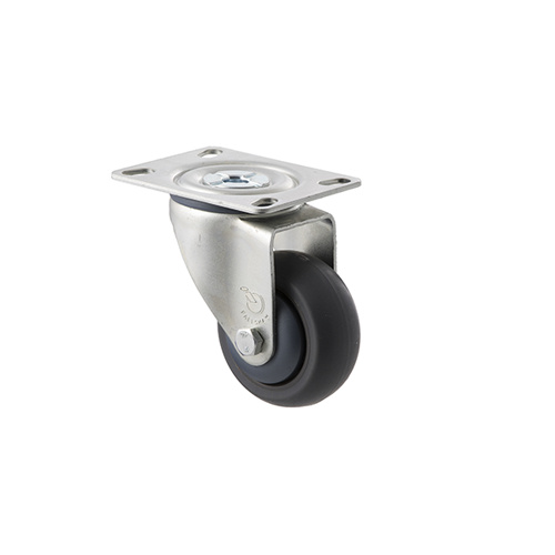 85kg Rated Industrial Castor - TPE Wheel - 75mm - Plate Swivel - Plain Bearing - ISO