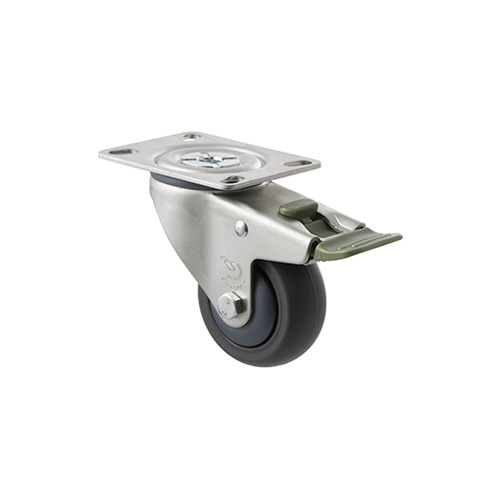 85kg Rated Industrial Castor - TPE Wheel - 75mm - Plate Directional Lock - Plain Bearing - ISO