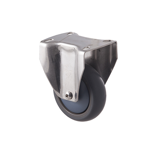 85kg Rated Stainless Steel Heavy Duty Castor - TPE Wheel - 100mm - Plate Fixed - Ball Bearing - ISO