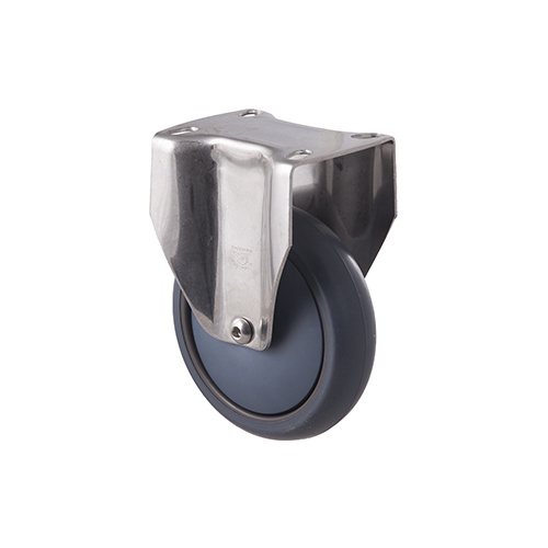 85kg Rated Stainless Steel Heavy Duty Castor - TPE Wheel - 125mm - Plate Fixed - Ball Bearing - ISO