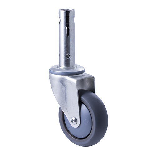 100kg Rated Industrial Central Locking Castor- TPE Wheel - 100mm - Swivel - Ball Bearing
