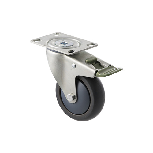 85kg Rated Industrial Castor - TPE Wheel - 100mm - Plate Directional Lock - Ball - Bearing - ISO