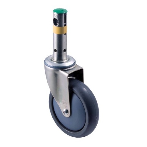 100kg Rated Industrial Central Locking Castor - TPE Wheel - 125mm - Direction Lock - Ball Bearing
