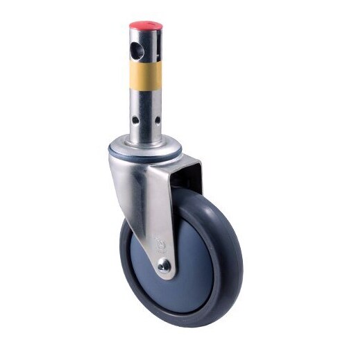 100kg Rated Industrial Central Locking Castor - TPE Wheel - 125mm - Total Brake - Ball Bearing