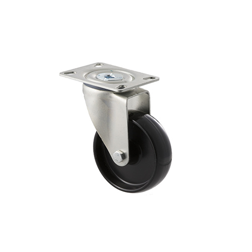 150kg Rated Industrial Castor - Nylon Wheel - 100mm - Plate Swivel - Plain Bearing - ISO