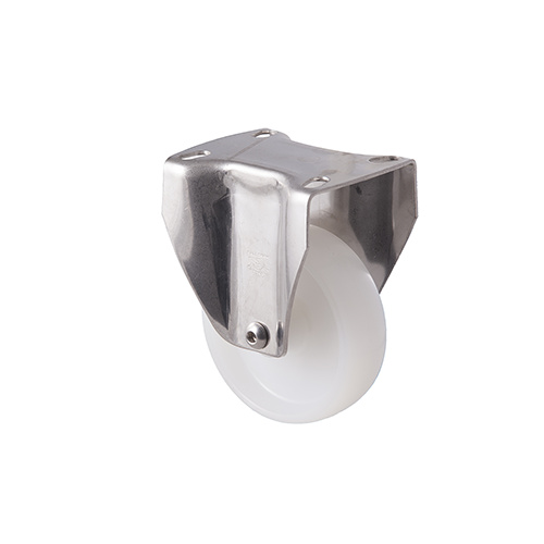 150kg Rated Stainless Steel Heavy Duty Castor - Nylon Wheel - 100mm - Plate Fixed - Plain Bearing - ISO