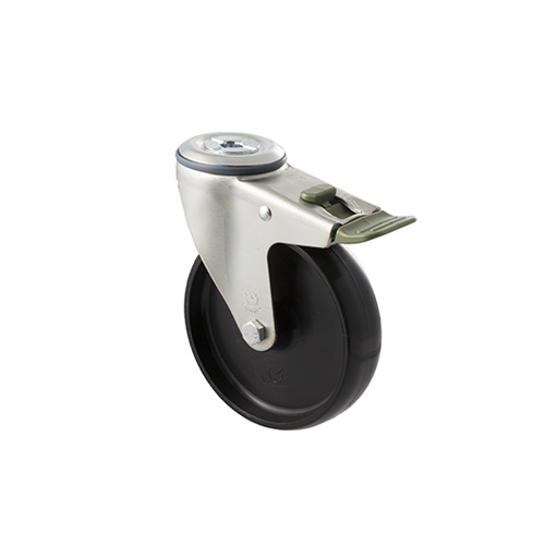150kg Rated Industrial Castor - Nylon Wheel - 125mm - Bolt Hole Directional Lock - Plain Bearing