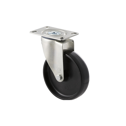 150kg Rated Industrial Castor - Nylon Wheel - 125mm - Plate Swivel - Plain Bearing - ISO