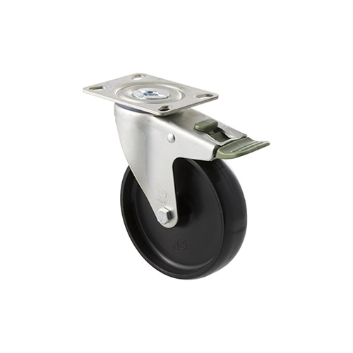 150kg Rated Industrial Castor - Nylon Wheel - 125mm - Plate Directional Lock - Plain Bearing - NA