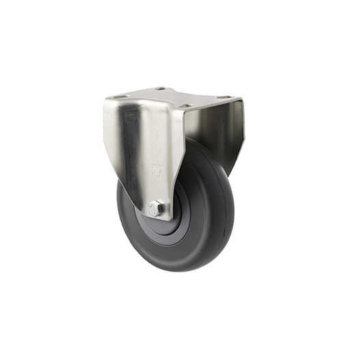 150kg Rated Industrial Castor - Grey Rubber Wheel - 125mm - Plate Fixed - Ball Bearing - NA