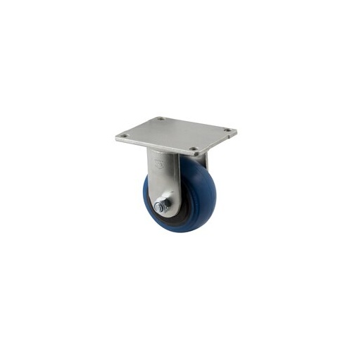 300kg Rated Industrial Hi Resilience Castor - Rubber Wheel- 100mm - Plate Fixed - Ball Bearing - NA