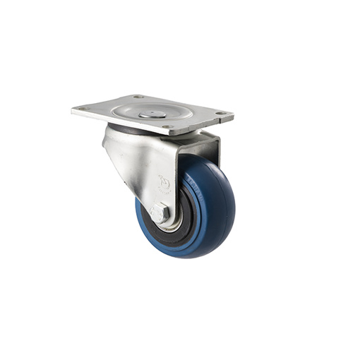 300kg Rated Industrial Hi Resilience Castor - Rubber Wheel- 100mm - Plate Swivel - Ball Bearing - ISO