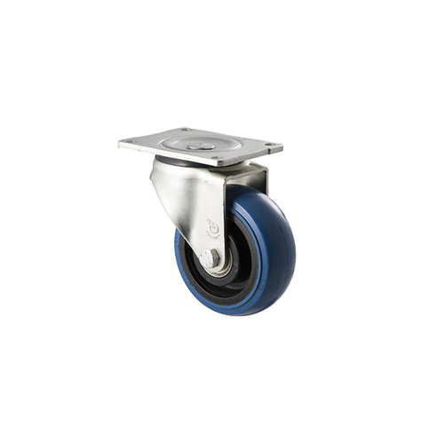 350kg Rated Industrial Hi Resilience Castor - Rubber Wheel- 125mm - Plate Swivel - Ball Bearing - ISO
