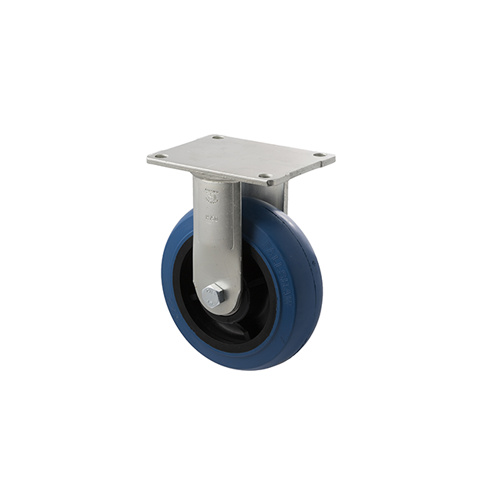 400kg Rated Industrial Hi Resilience Castor - Rubber Wheel - 150mm - Plate Fixed - Ball Bearing - NA