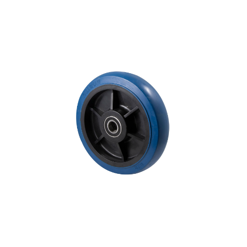 400kg Rated Blue Rubber Industrial Wheel - 200 x 50mm - Ball Bearing