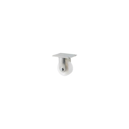 350kg Rated Stainless Steel Heavy Duty Castor - White Nylon Wheel - 100mm - Plate Fixed - Plain Bearing - NA