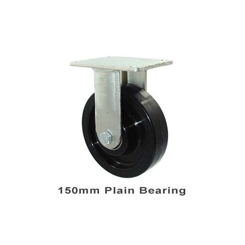 450kg Rated Industrial Castor - Nylon Wheel - 150mm - Plate Fixed - Plain Bearing - ISO
