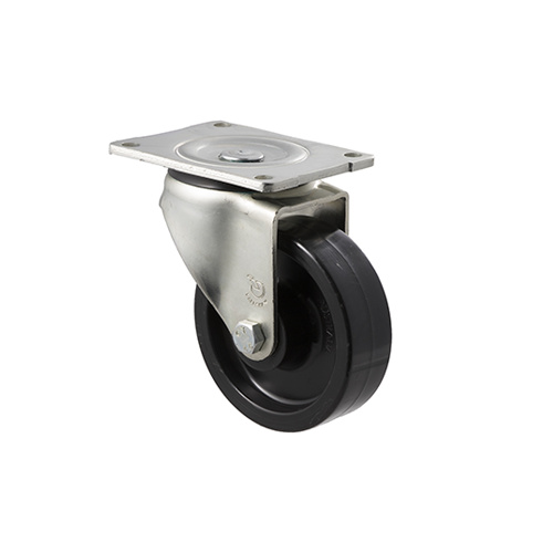 400kg Rated Industrial Castor - Nylon Wheel - 125mm - Plate Swivel - Roller Bearing - ISO