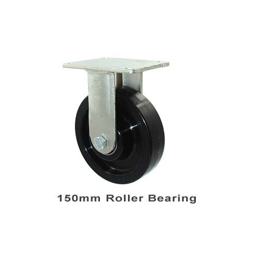450kg Rated Industrial Castor - Nylon Wheel - 150mm - Plate Fixed - Roller Bearing - NA