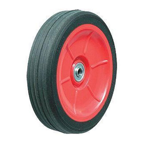 50kg Rated Industrial Black Rubber Wheel - 125 x 36mm - 1/2 Deep Groove Bearing