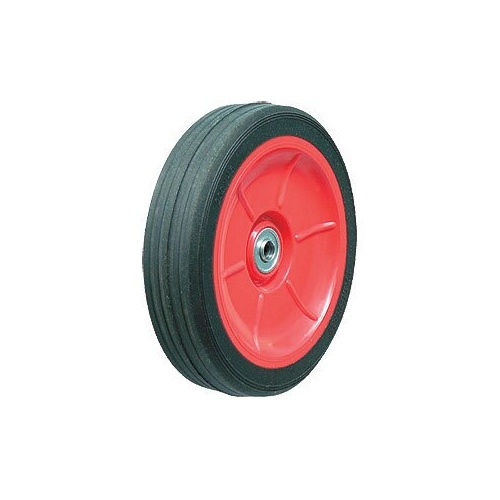 100kg Rated Industrial Black Rubber Wheel - 200 x 45mm - 1/2 Deep Groove Bearing