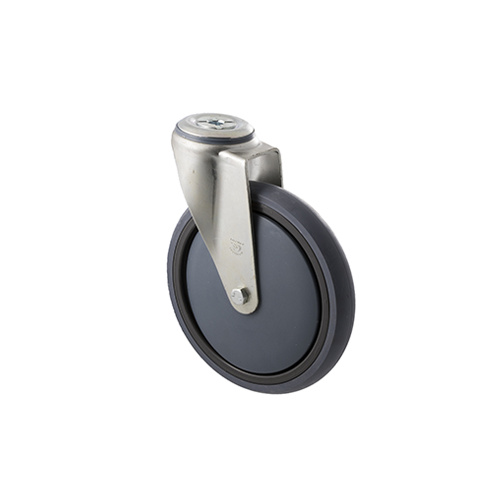 200kg Rated Industrial Castor - Grey Rubber Wheel - 175mm - Bolt Hole Swivel - Plain Bearing