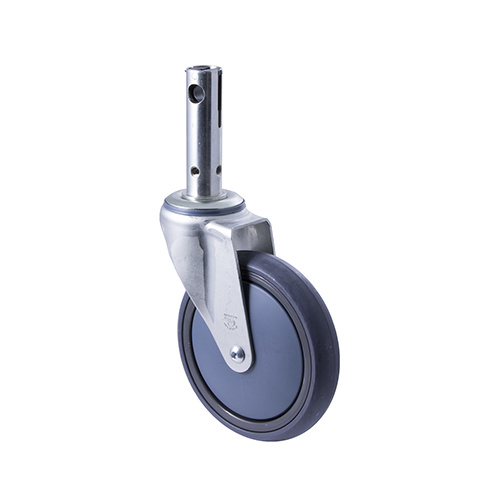 180kg Rated Industrial Central Locking Castor - Grey Rubber Wheel - 150mm - Swivel - Ball Bearing