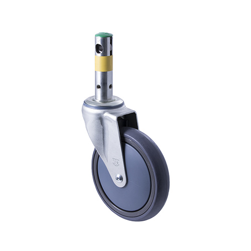 180kg Rated Industrial Central Locking Castor - Grey Rubber Wheel - 150mm - Direction Lock - Ball Bearing