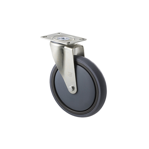 200kg Rated Industrial Castor - Grey Rubber Wheel - 175mm - Plate Swivel - Ball Bearing - ISO