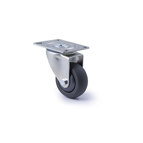 200kg Rated Industrial Castor - Polyurethane Wheel - 75mm - Plate Swivel - Ball Bearing - ISO